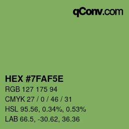 Color code: HEX #7FAF5E | qconv.com