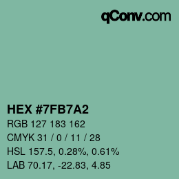 カラーコード: HEX #7FB7A2 | qconv.com