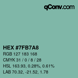 カラーコード: HEX #7FB7A8 | qconv.com