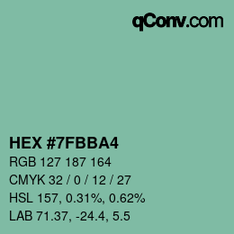 カラーコード: HEX #7FBBA4 | qconv.com