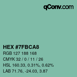 カラーコード: HEX #7FBCA8 | qconv.com