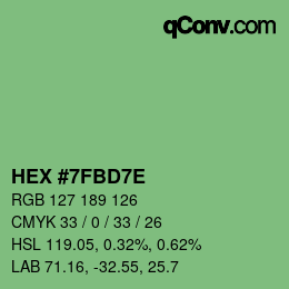Color code: HEX #7FBD7E | qconv.com