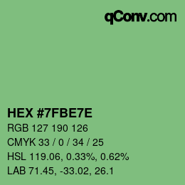 Color code: HEX #7FBE7E | qconv.com