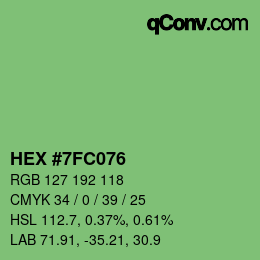 Color code: HEX #7FC076 | qconv.com