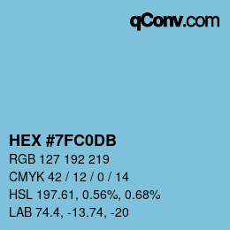 颜色代码: HEX #7FC0DB | qconv.com