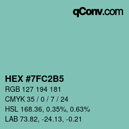 カラーコード: HEX #7FC2B5 | qconv.com