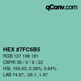 カラーコード: HEX #7FC6B5 | qconv.com