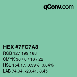 カラーコード: HEX #7FC7A8 | qconv.com