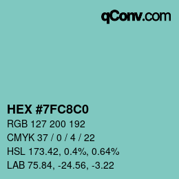 Color code: HEX #7FC8C0 | qconv.com