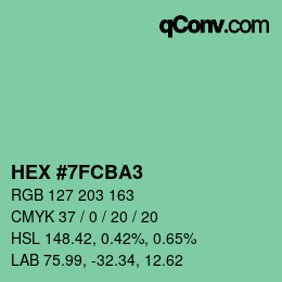 カラーコード: HEX #7FCBA3 | qconv.com