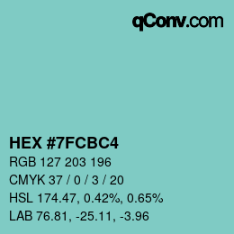 カラーコード: HEX #7FCBC4 | qconv.com