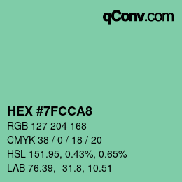 カラーコード: HEX #7FCCA8 | qconv.com