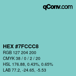 カラーコード: HEX #7FCCC8 | qconv.com