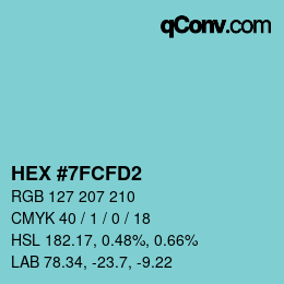颜色代码: HEX #7FCFD2 | qconv.com