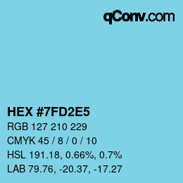 Farbcode: HEX #7FD2E5 | qconv.com