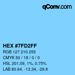 Farbcode: HEX #7FD2FF | qconv.com