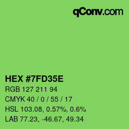 Farbcode: HEX #7FD35E | qconv.com