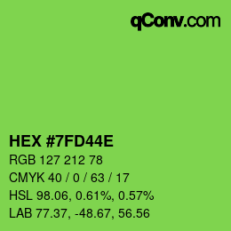 Color code: HEX #7FD44E | qconv.com