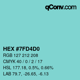 カラーコード: HEX #7FD4D0 | qconv.com