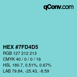 カラーコード: HEX #7FD4D5 | qconv.com