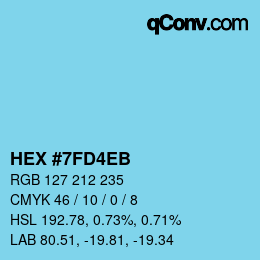 Color code: HEX #7FD4EB | qconv.com