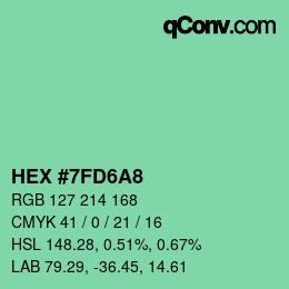 カラーコード: HEX #7FD6A8 | qconv.com