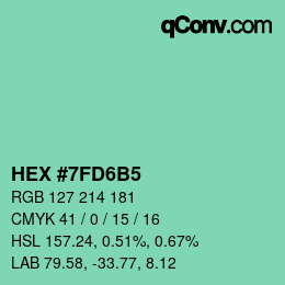 カラーコード: HEX #7FD6B5 | qconv.com