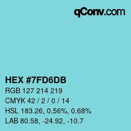 Color code: HEX #7FD6DB | qconv.com