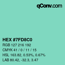 颜色代码: HEX #7FD8C0 | qconv.com