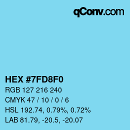 カラーコード: HEX #7FD8F0 | qconv.com