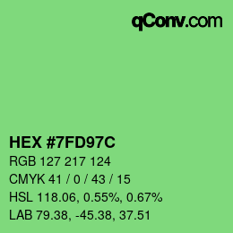 カラーコード: HEX #7FD97C | qconv.com