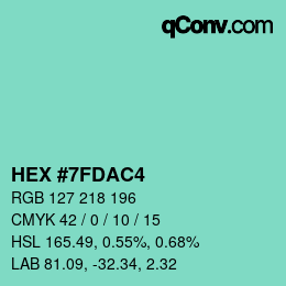 カラーコード: HEX #7FDAC4 | qconv.com