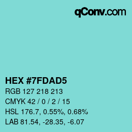 カラーコード: HEX #7FDAD5 | qconv.com