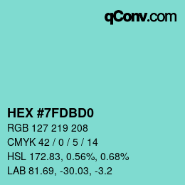 カラーコード: HEX #7FDBD0 | qconv.com