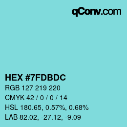 カラーコード: HEX #7FDBDC | qconv.com