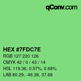 Color code: HEX #7FDC7E | qconv.com