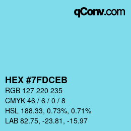 カラーコード: HEX #7FDCEB | qconv.com