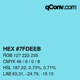 Color code: HEX #7FDEEB | qconv.com