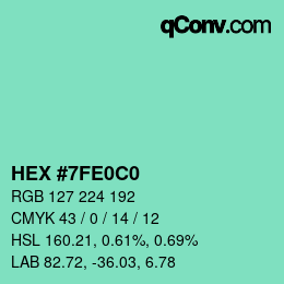 Color code: HEX #7FE0C0 | qconv.com