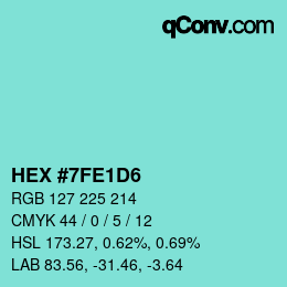 カラーコード: HEX #7FE1D6 | qconv.com