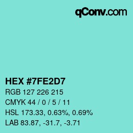 Farbcode: HEX #7FE2D7 | qconv.com