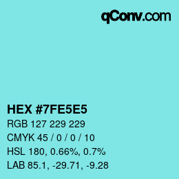 Farbcode: HEX #7FE5E5 | qconv.com