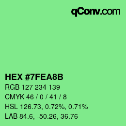 カラーコード: HEX #7FEA8B | qconv.com