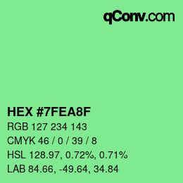 カラーコード: HEX #7FEA8F | qconv.com