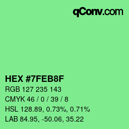 Color code: HEX #7FEB8F | qconv.com