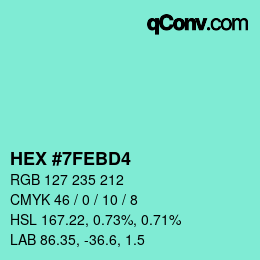 颜色代码: HEX #7FEBD4 | qconv.com