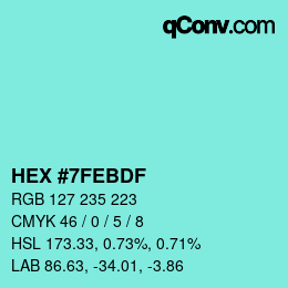 Color code: HEX #7FEBDF | qconv.com