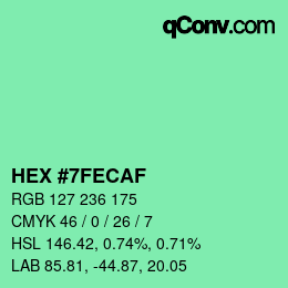 カラーコード: HEX #7FECAF | qconv.com