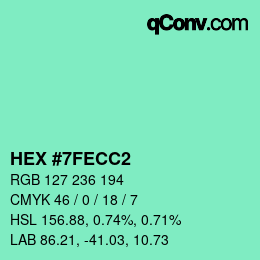 カラーコード: HEX #7FECC2 | qconv.com