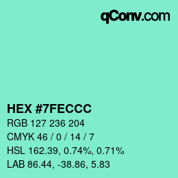 カラーコード: HEX #7FECCC | qconv.com